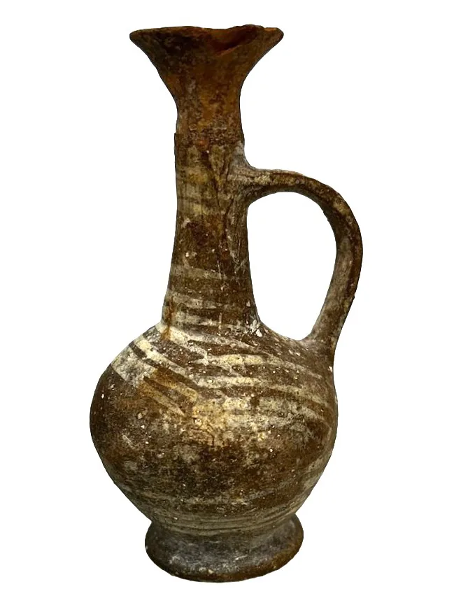 ceramic jug with handle and stripped design