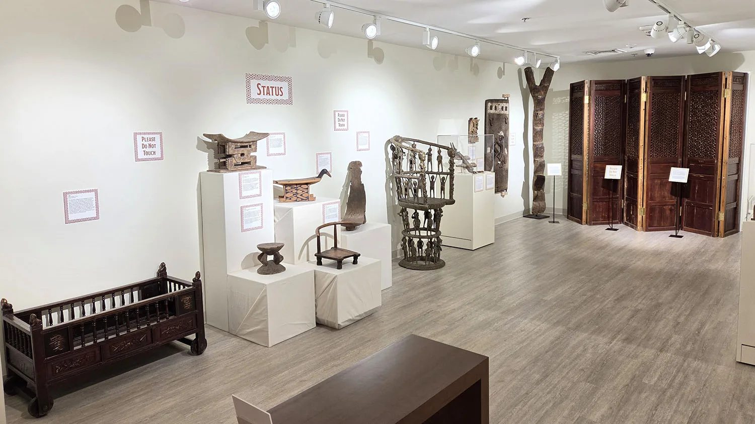 Furniture on display in an exhibit gallery