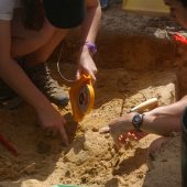 WFU student excavating site in Portugal.