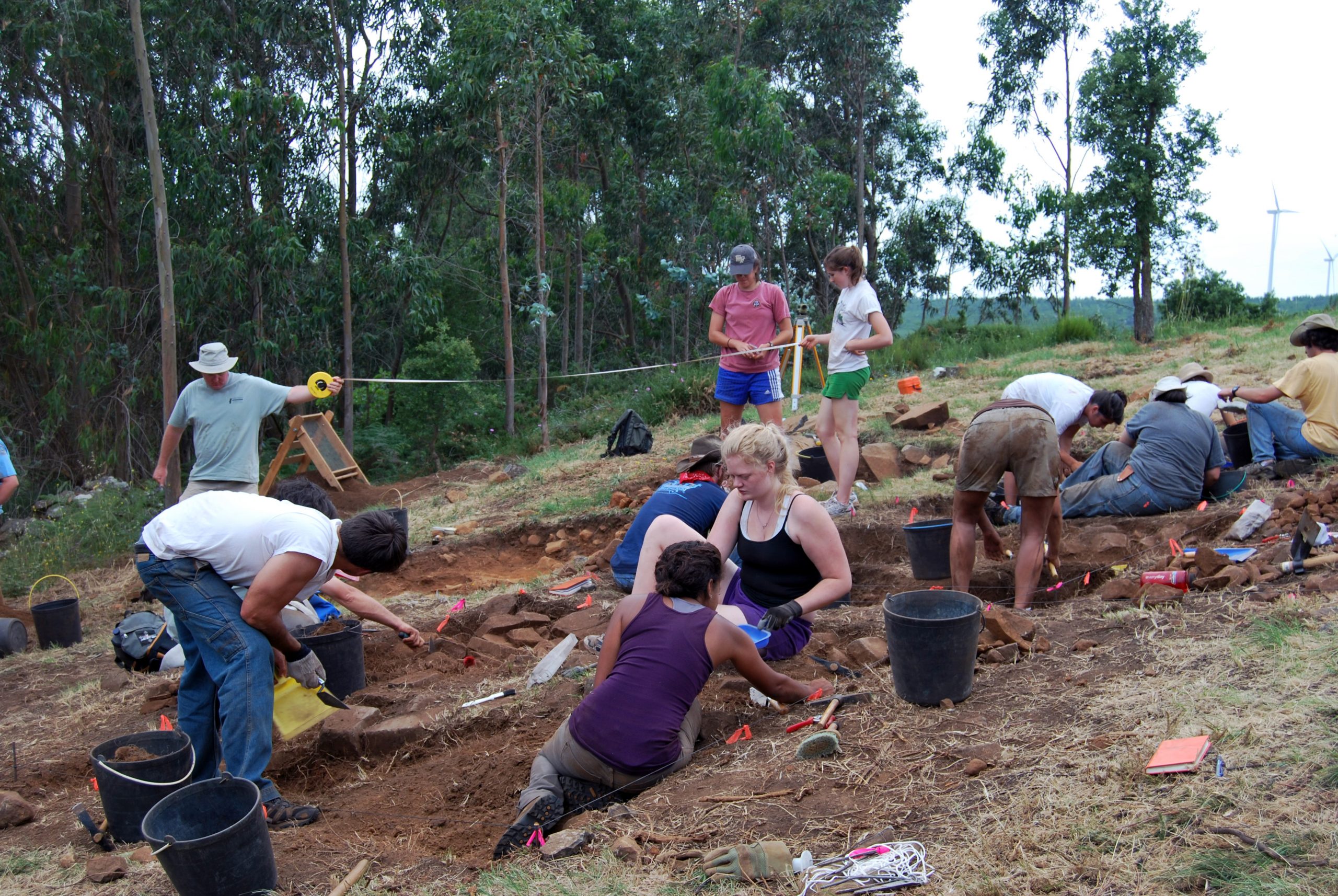 Dr. Paul Thacker, WFU Archaeologist, instructing WFU students at a dig site in Portugal
