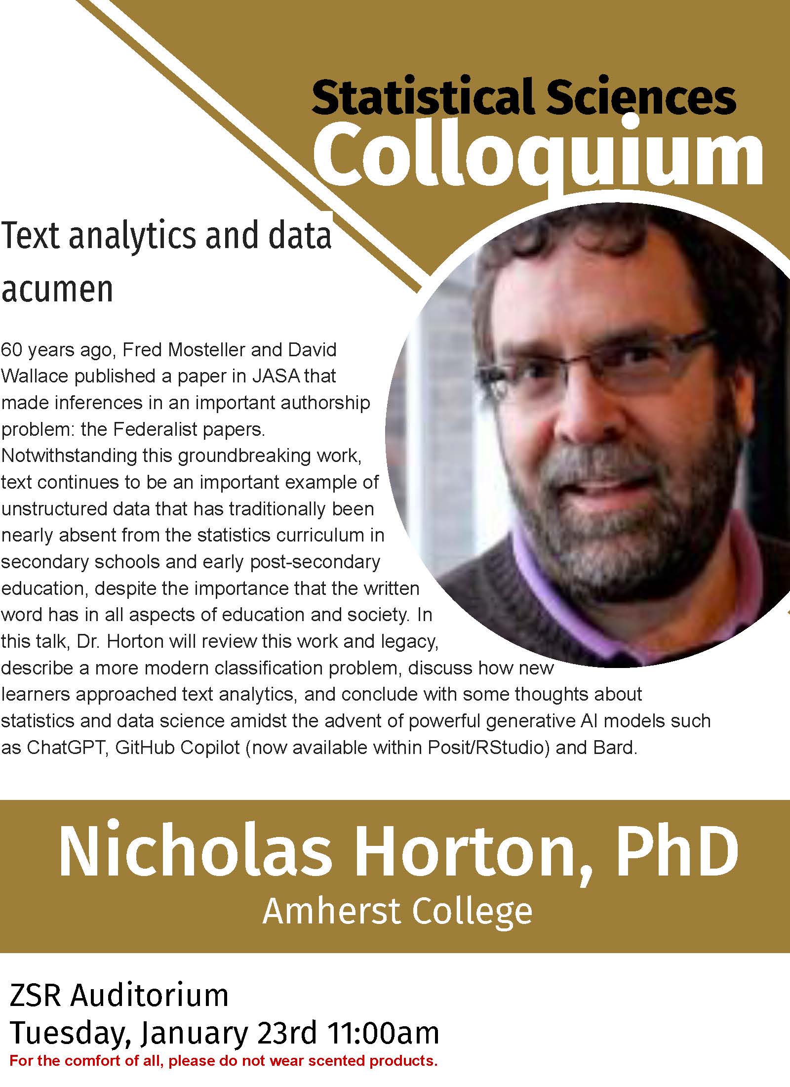 colloquium poster image for Dr. Horton