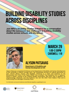 Flyer advertising Building Disability Studies Across Disciplines