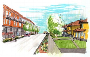 Architectural rendering of what the reborn city of Joplin might look like.