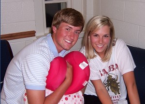 Webb Simpson and Dowd Keith, as students, during Webb's first week in his freshman dorm