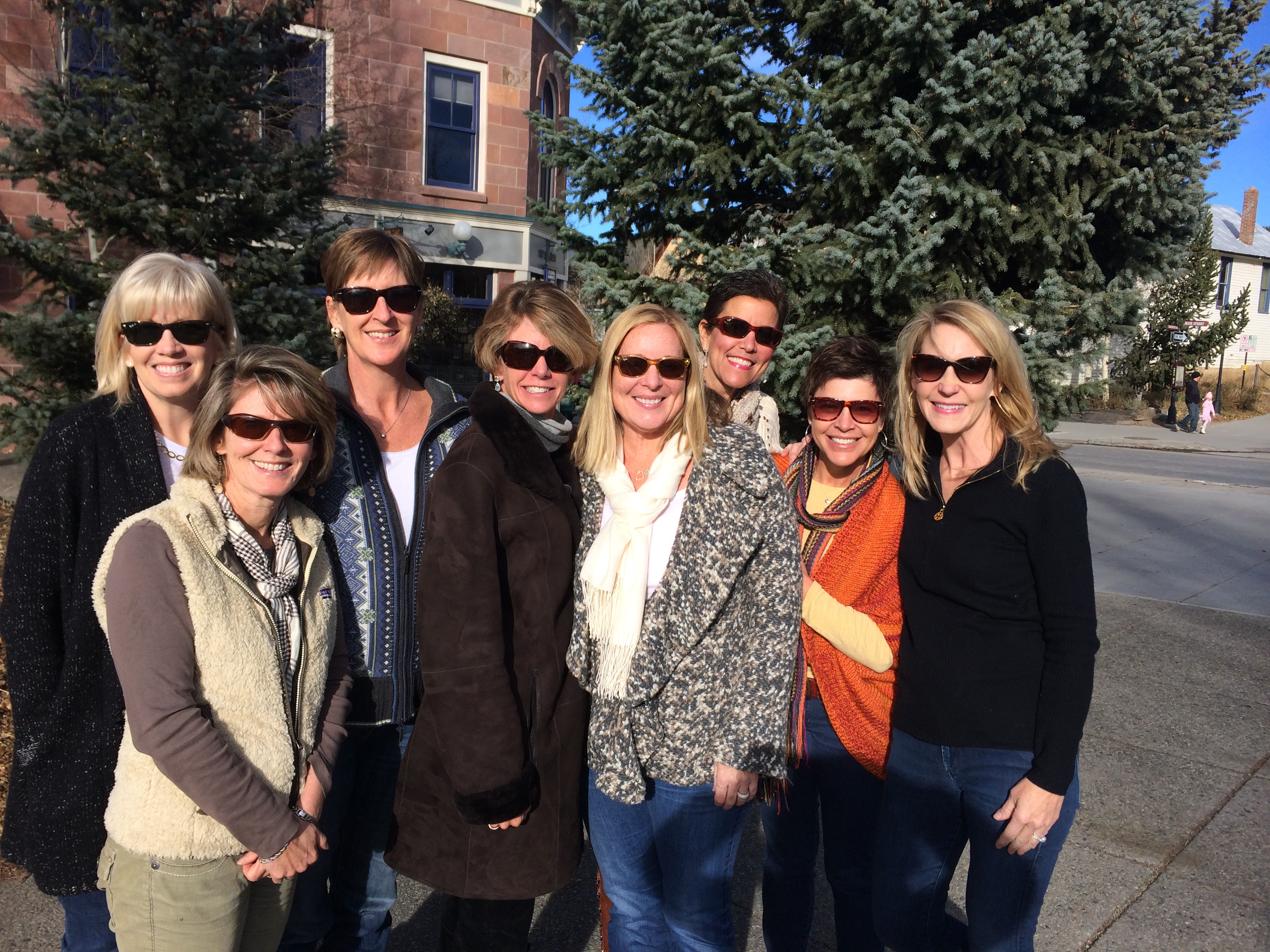 Celebrating their 50th birthdays at Breckinridge, Colo., in 2013 are (left to right) Val Van Slyke Schlosser, Kathy Bourne Borton, Susan Williams Brodeur, Kendra Beard Graham, Tish Layman Alessandro, Becky Forrester Lundberg, Katie Carter Zimmer and Louise Blake York. Not pictured is Dianne Mayberry.