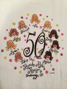 The group had T-shirts created to commemorate their 50th birthdays and 24 years of round-robin letters.