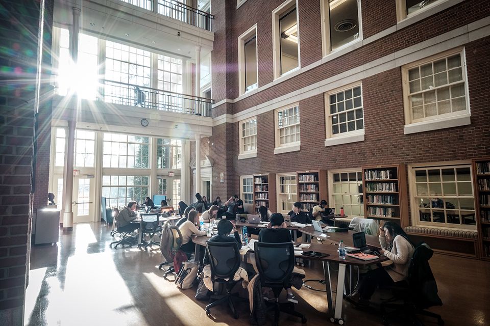 Students studying in ZSR Library