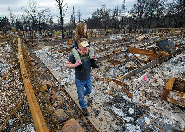 Woody and Luna Faircloth in the aftermath of the Camp Fire