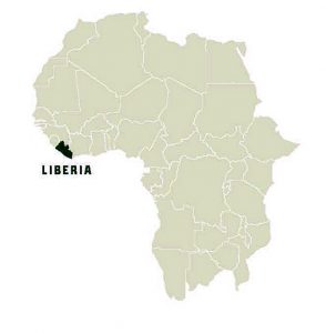 Map of Africa highlighting Liberia