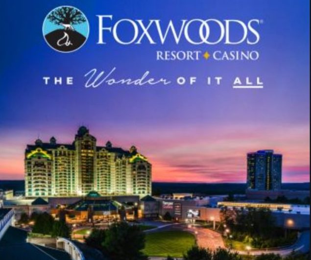 Promotional photo of Foxwoods Resort Casino with the lights of sunset