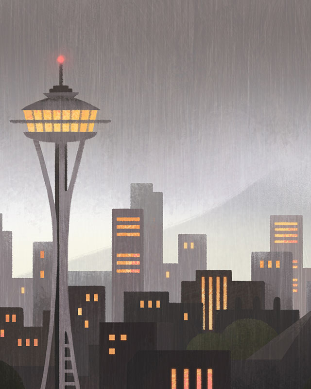 Ileana Soon illustration of Seattle skyline
