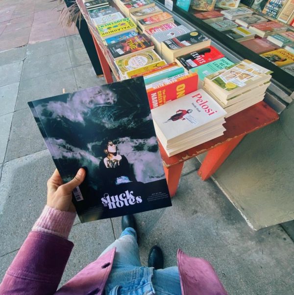 A copy of the second issue of Stuck in Notes outside Browser Books where it was sold.