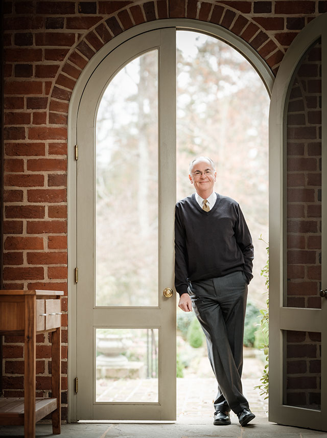 Wake Forest President Nathan O. Hatch poses at the President's Home