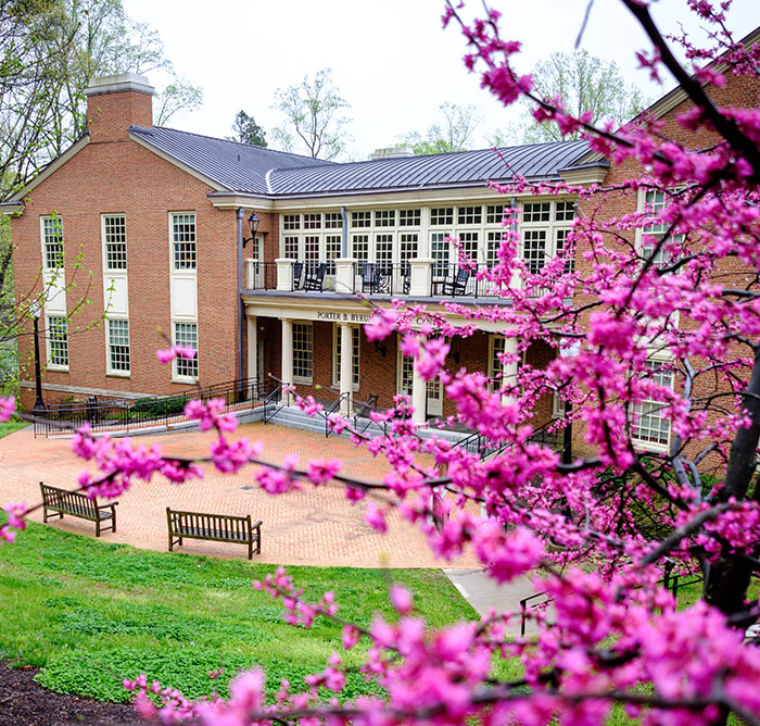 Porter Byrum Welcome Center in the spring.