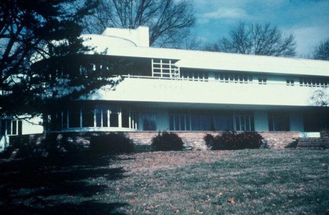 The modernist mansion Merry Acres, aka "The Ship," was originally the home of Dick Reynolds Jr. and his wife, Blitz, was donated to Wake Forest in the 1970s. It has since been torn down.