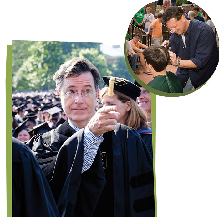 The 2015 Commencement address was delivered by late-night TV host Stephen Colbert.