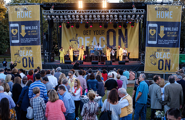 Wake Forest hosts Party So Dear on Manchester Plaza with a performance by The Spinners. Ken Bennett photo