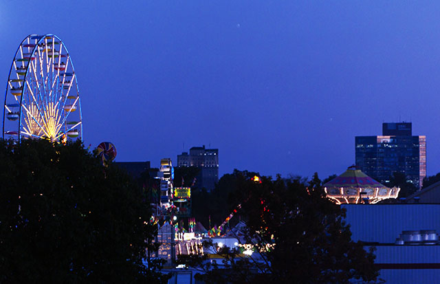 The Carolina Classic Fairgrounds, as seen from Wake Forest's Truist Field