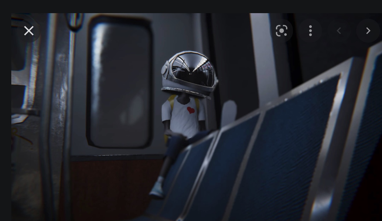 a boy with an oversized astronaut helmet in a screen grab from "Why Not Me" about an animated character named Aku who wants to be an astronaut.