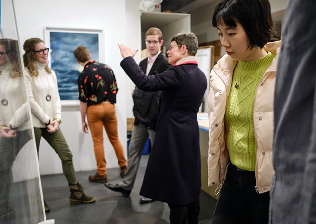 Wake Forest students travel to New York to purchase artwork for the Student Union Collection of Contemporary Art on March 9, 2017. 