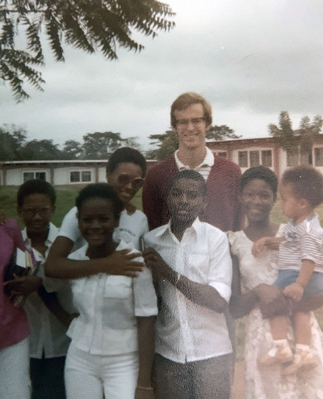 Roebuck in the Peace Corps in Sassandra, a coastal town in Côte d’Ivoire in West Africa, where he taught English from 1978 to 1981. (Photo courtesy of Roebuck)