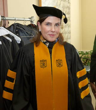 Jeanne Whitman Bobbitt in her trustees robe.