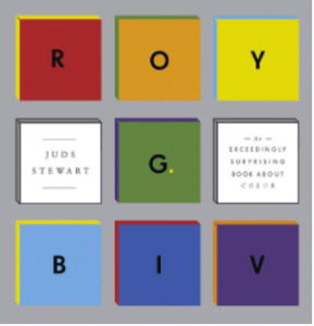 Blocks of color make up the book cover of ROY G BIV for Jude Stewart's earlier book on color