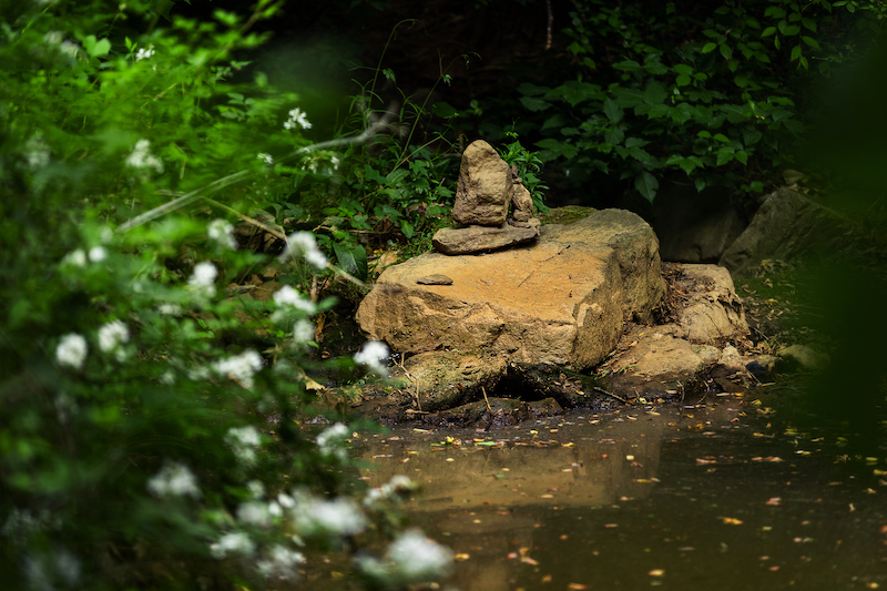 A stack of rocks in the Tohi Garden