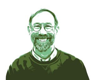 Posterized green portrait of Stan Meiburg