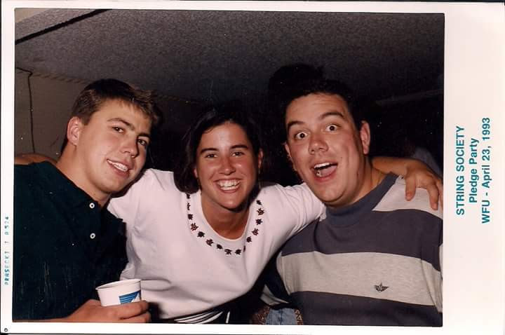 Photo booth photo of David and Jacquie Blackshear from their first date in 1993 at a Strings Society party