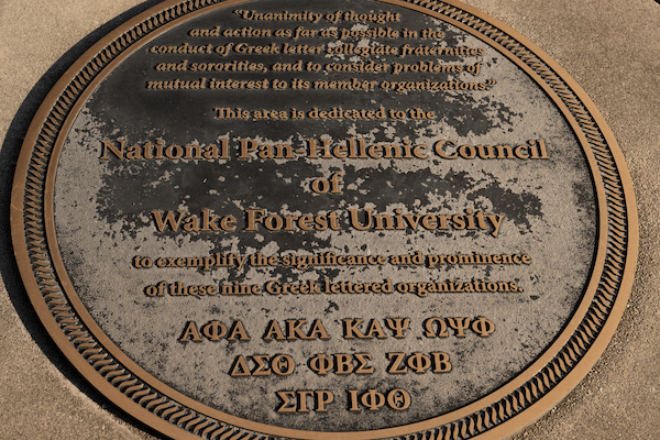 National Pan-Hellenic Council of Wake Forest University plaque