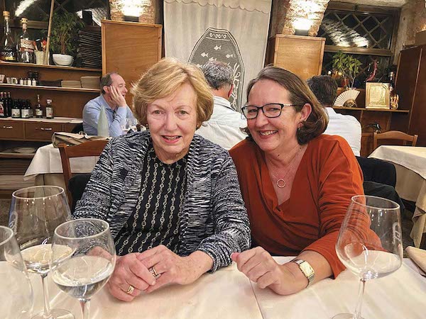 Two women at a restaurant in Venice