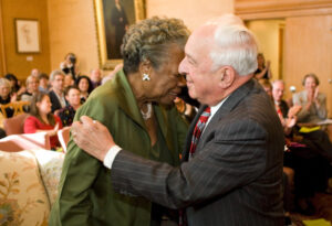 Poet Maya Angelou, the Reynolds Professor of American Studies at Wake Forest University, has donated her multimedia archives to the Z. Smith Reynolds Library. Ed Wilson speaks at a reception in her honor on Thursday, April 12, 2007.