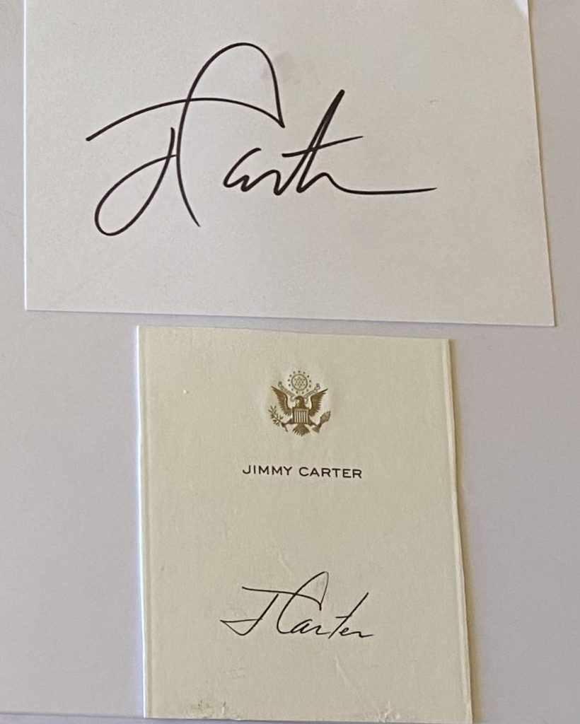 Cards autographed by President Jimmy Carter