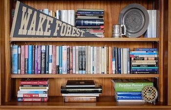 Bookcase still life for TV studio backdrop, Tuesday, February 21, 2017.