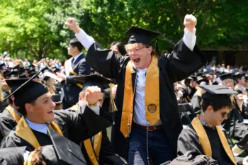 Wake Forest University students, family, friends, faculty, and staff attend the Commencement Ceremony on Hearn Plaza on Monday, May 18, 2026.