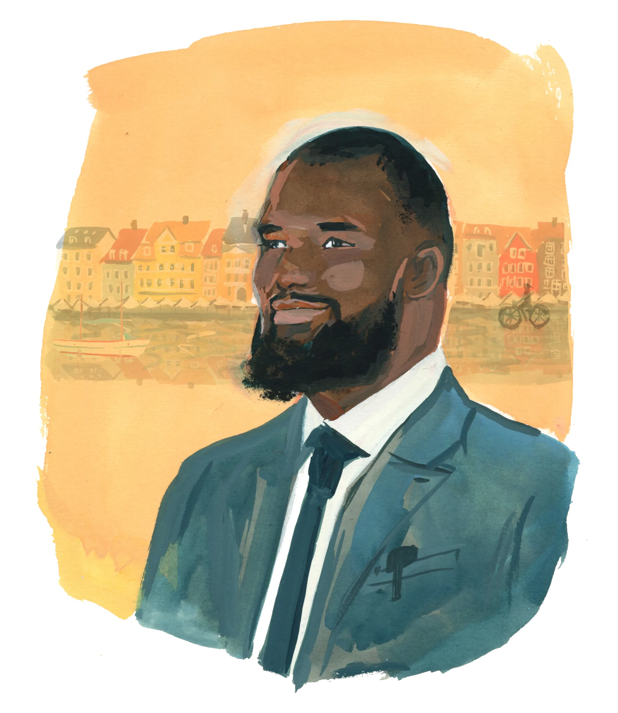 An illustration of Alex White (’22) by Jenny Kroik