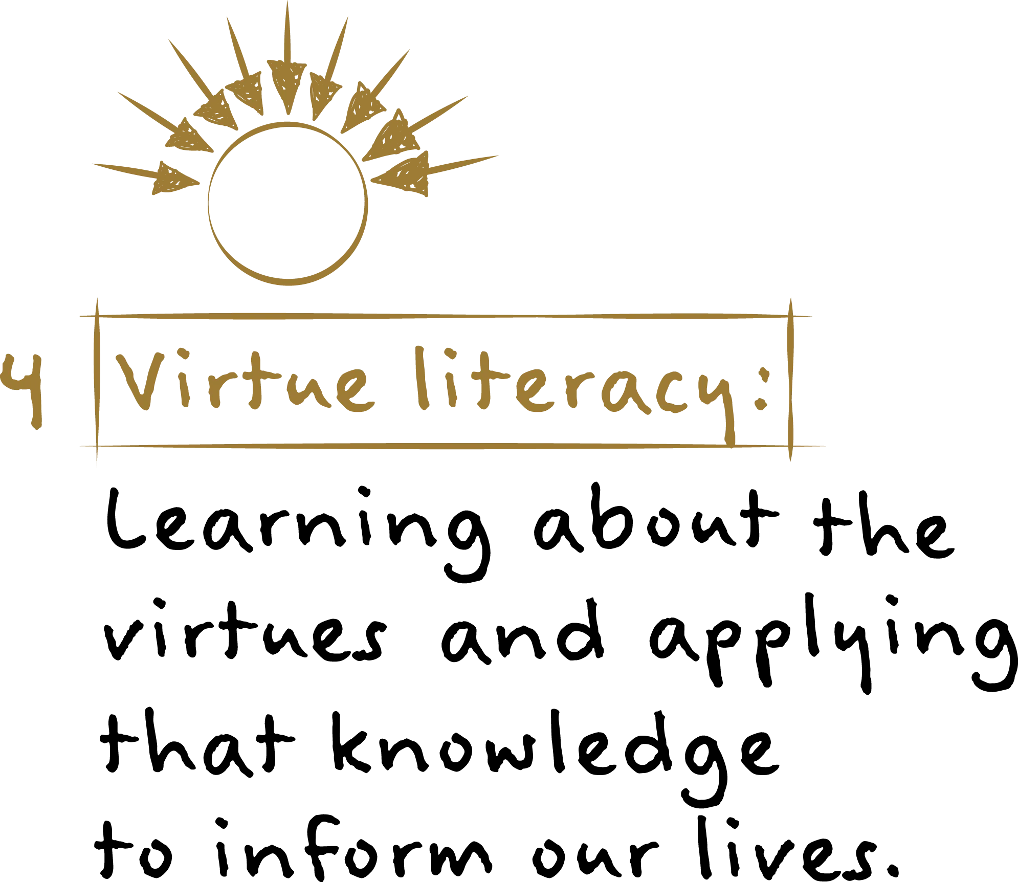 4. Virtue literacy: Learning about the virtues and applying that knowledge to inform our lives.