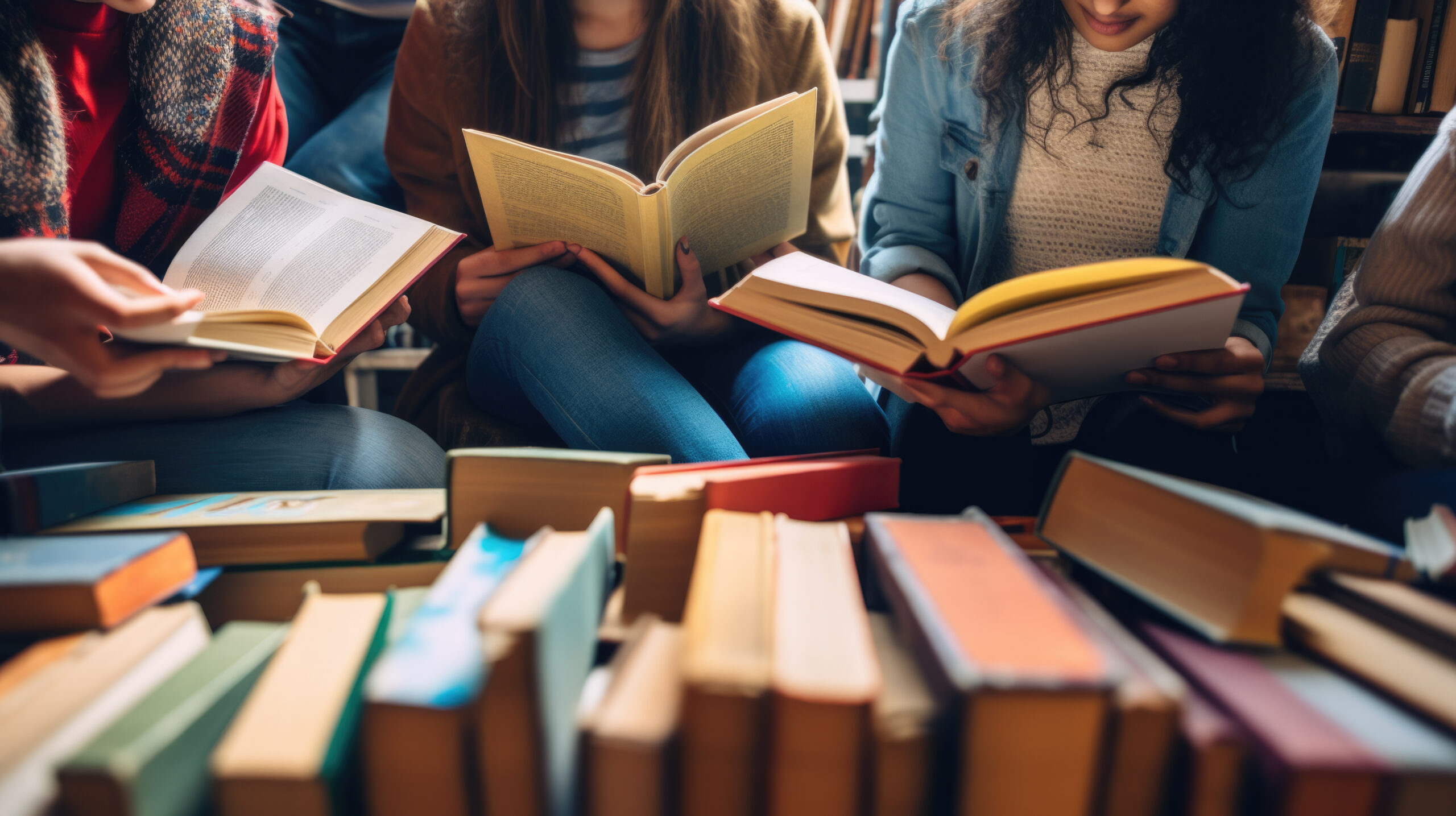 Students reading books