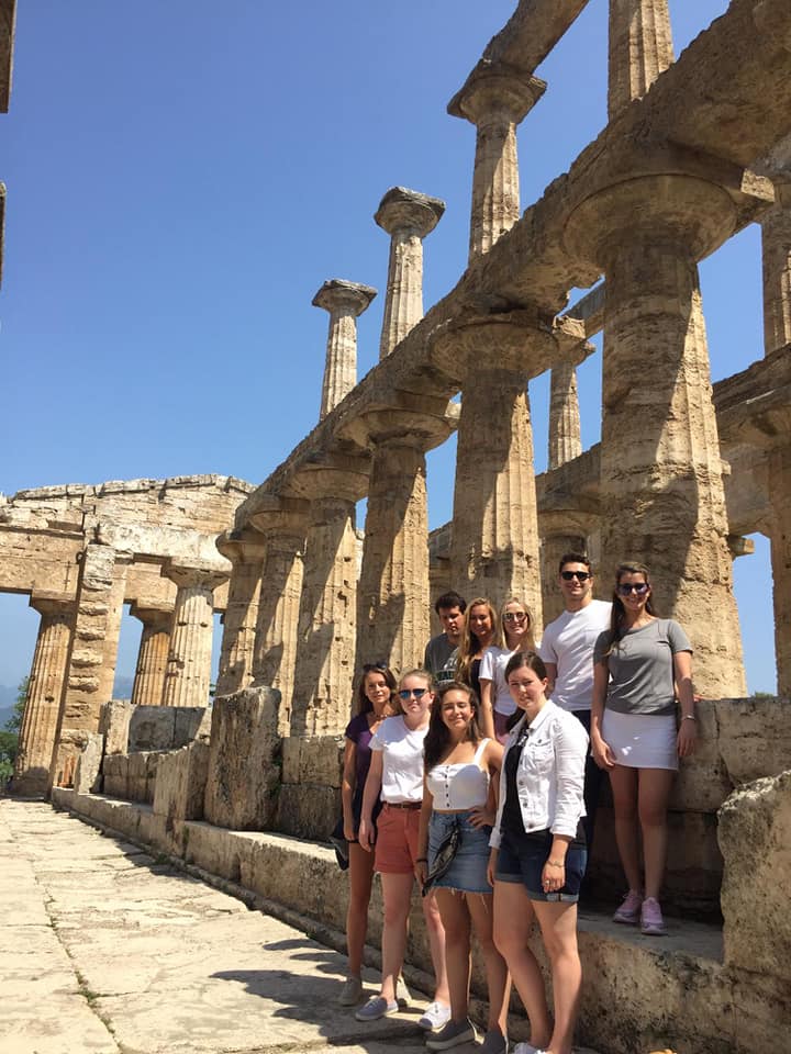 Students at ancient ruins
