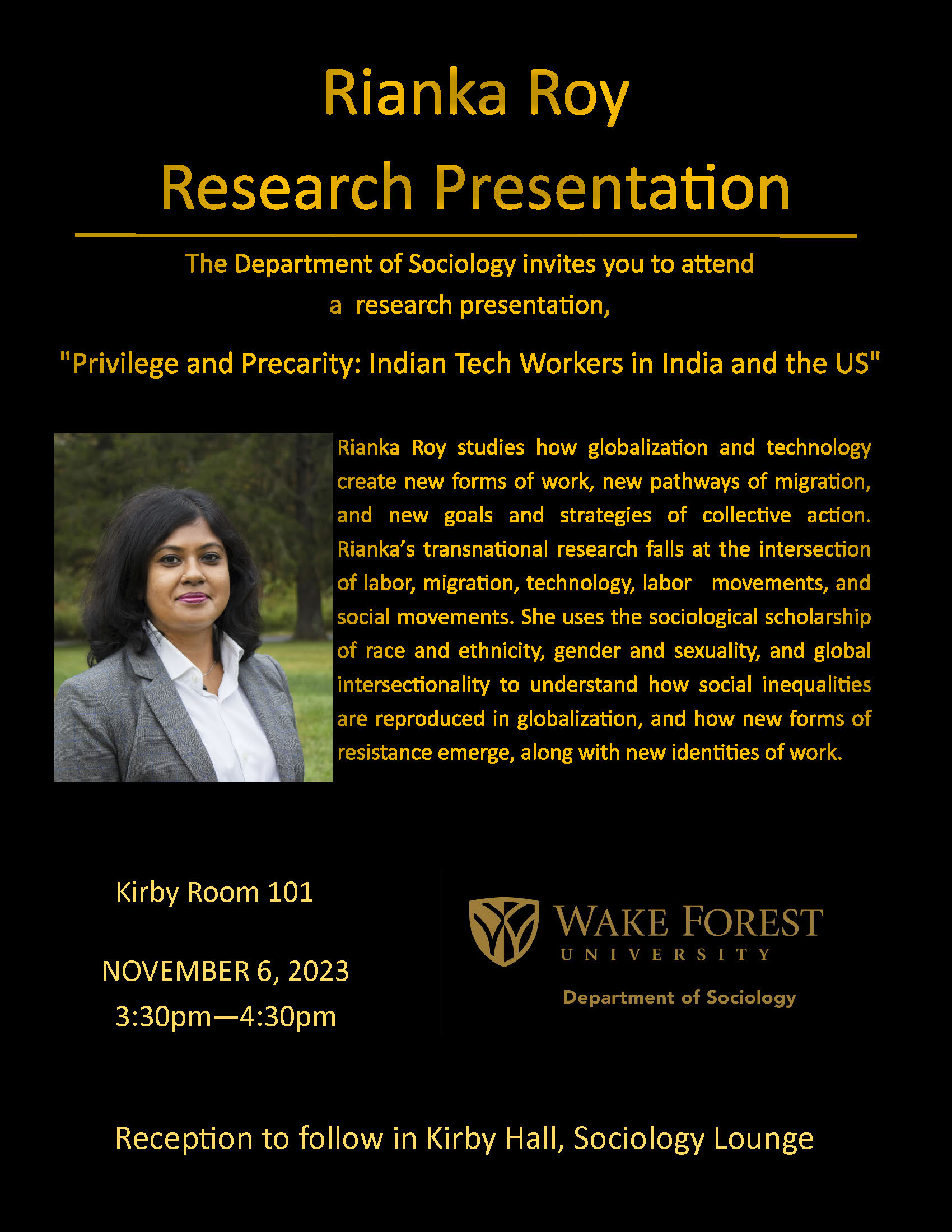 Flyer for Rianka Roy's event flyer. Text is recreated in the post.