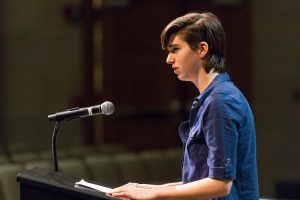 Mary Somerville at the podium