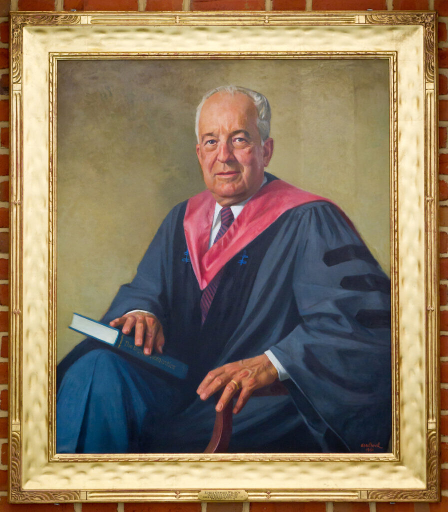 A painted portrait of Ed Wilson