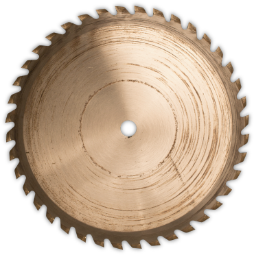 Spinning saw blade representing the number 0 in the animation