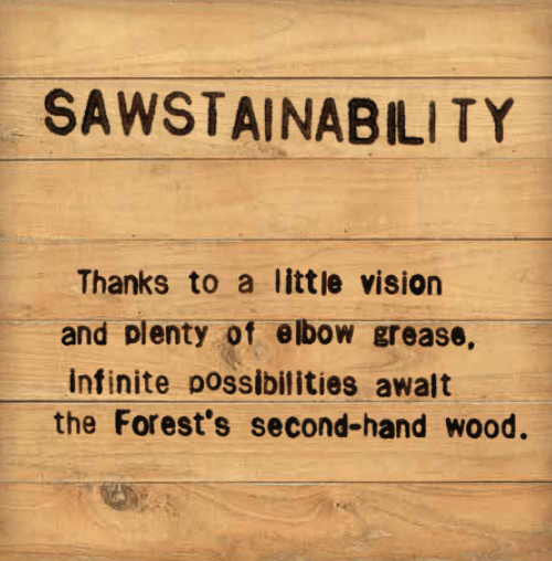 Sawstainability - Thanks to a little vision and plenty of elbow grease, infinite possibilities await the Forest's second-hand wood.