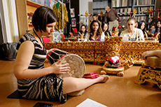 Members of the Wake Forest community play Wake Forest’s new gamelan