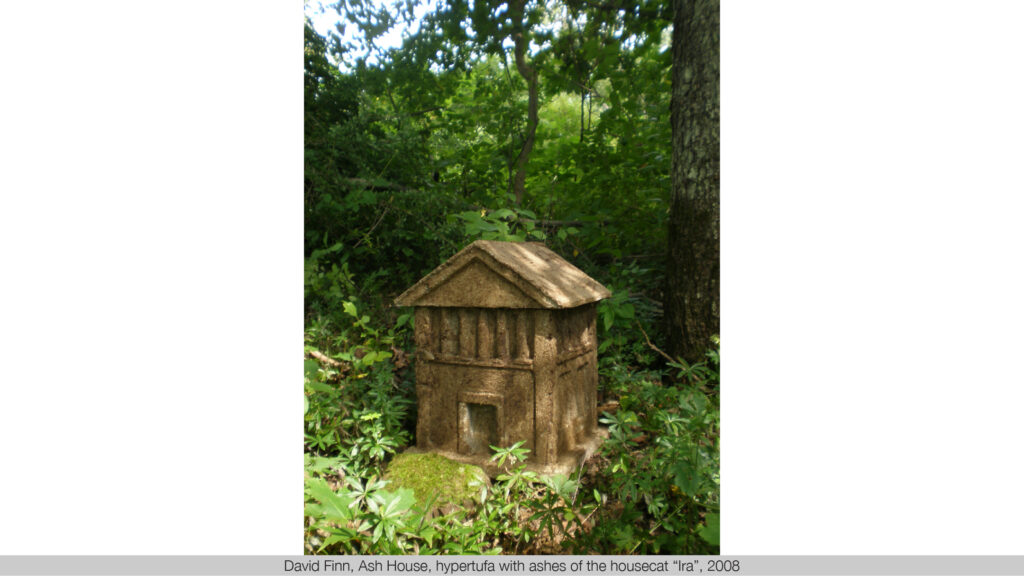 image of a small concrete house sitting in a green forest