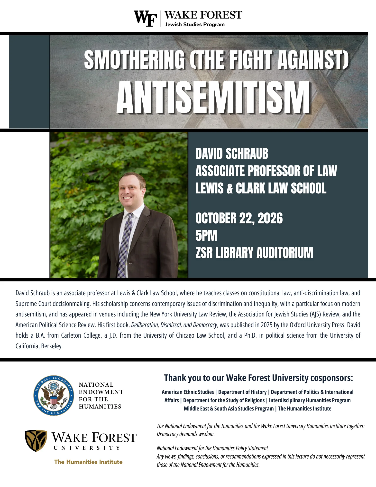 Flyer for talk with David Schraub