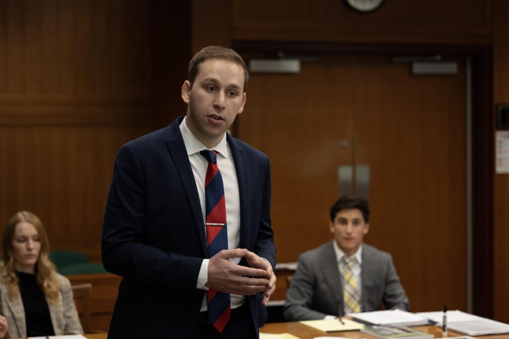 Wake Forest Law student during trial practice.