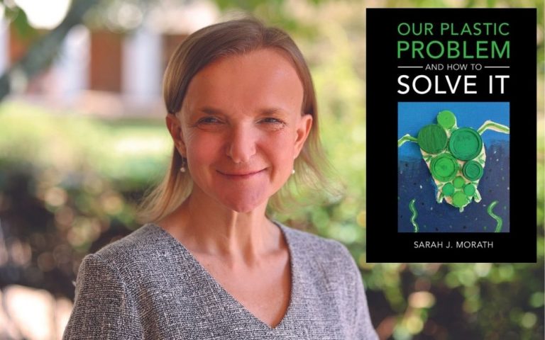 Sarah Morath with her book "Our Plastic Problem and How to Solve It".